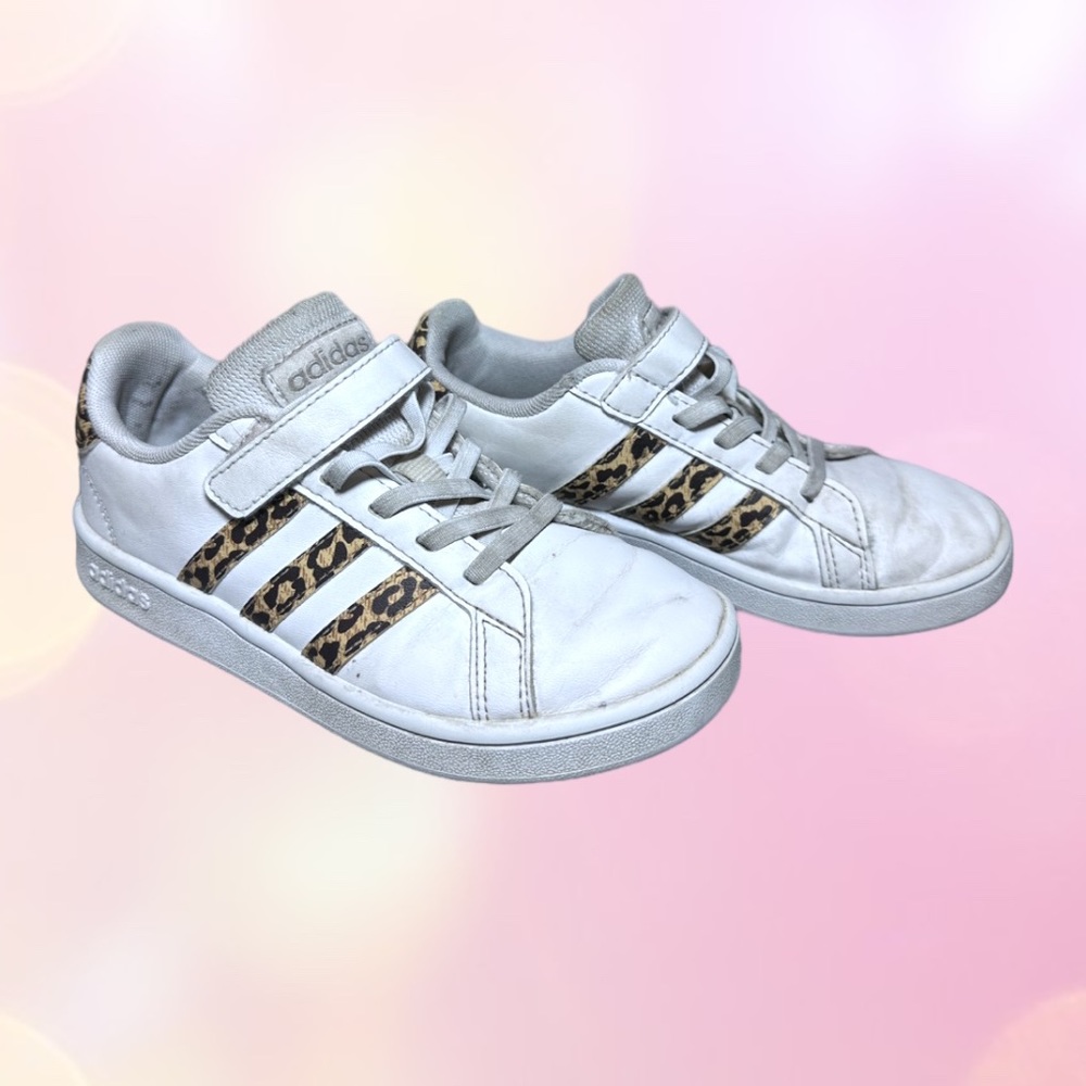 Adidas Grand Court Leopard Stripe Leather Sneakers